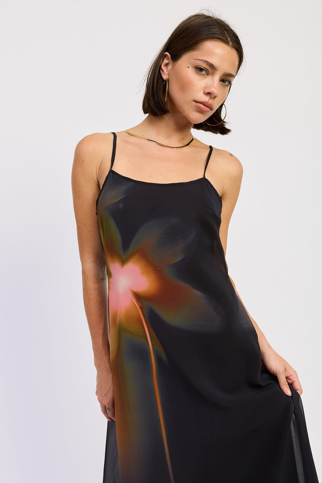 Maxi Floral Print Slip Dress With Scoop Back