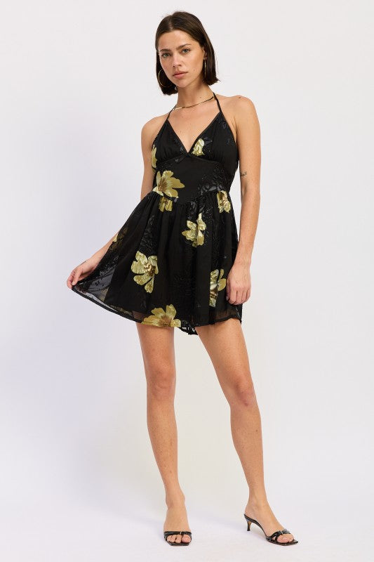 Mini Floral Halter Dress