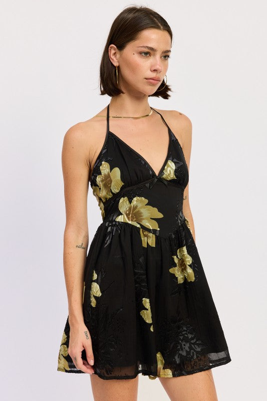 Mini Floral Halter Dress
