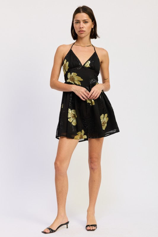 Mini Floral Halter Dress