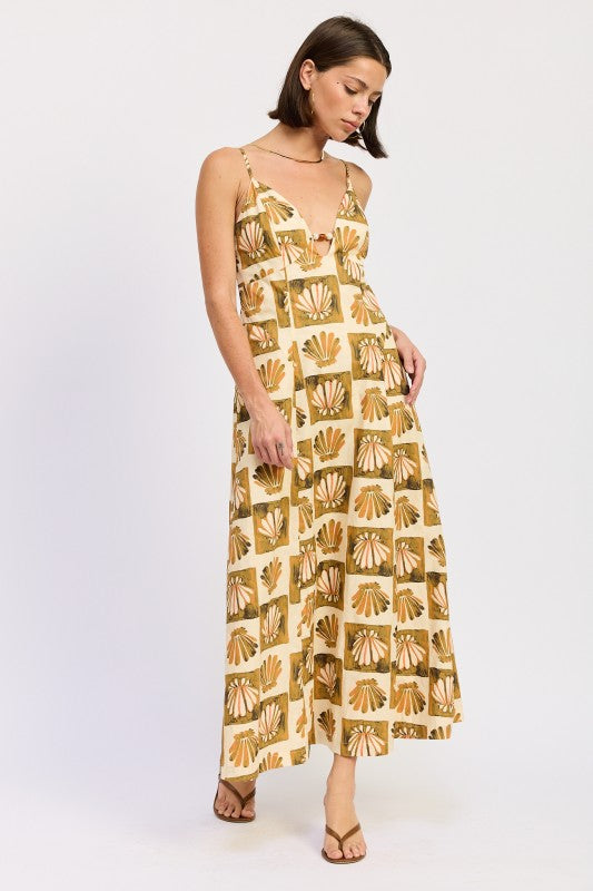 Maxi Shell Beaded Sleeveless Dress