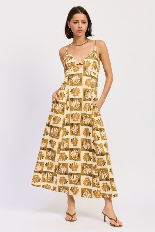 Shell Multi Maxi Shell Beaded Sleeveless Dress