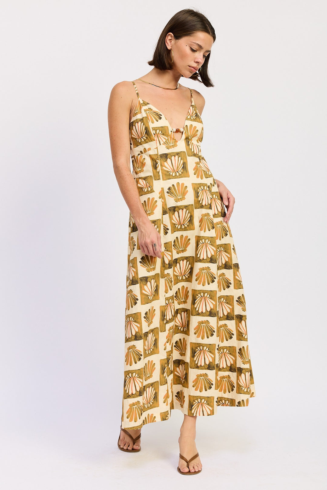 Maxi Shell Beaded Sleeveless Dress