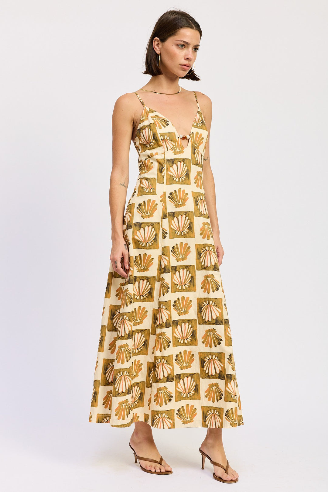 Maxi Shell Beaded Sleeveless Dress