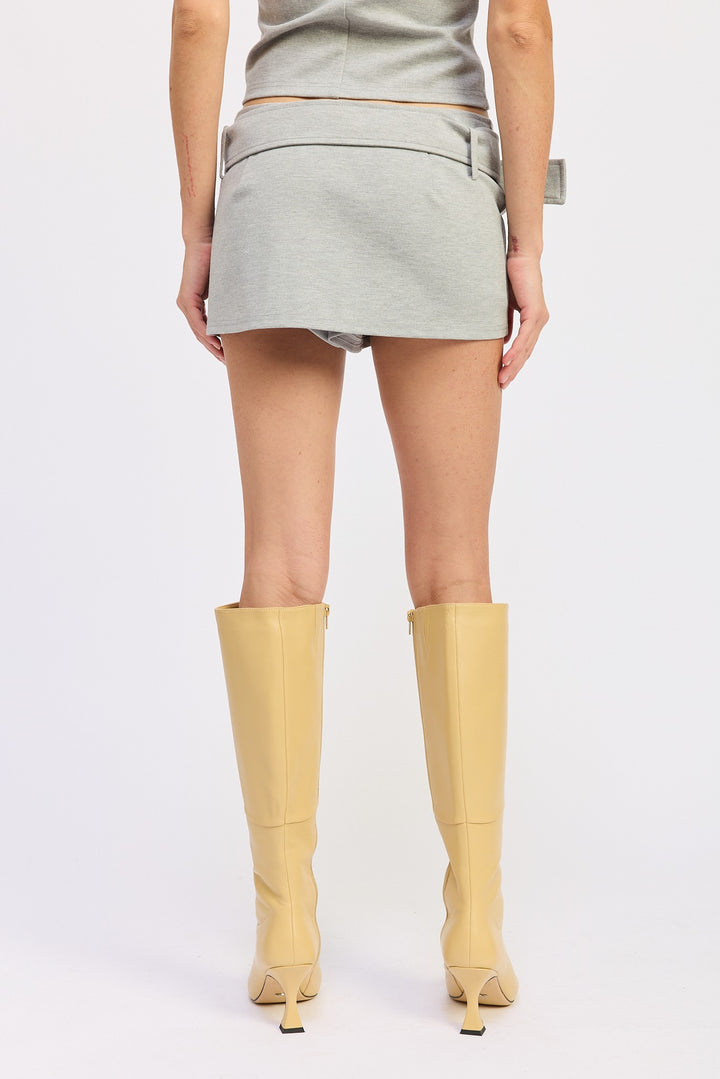 Mini Low Rise Belted Skirt