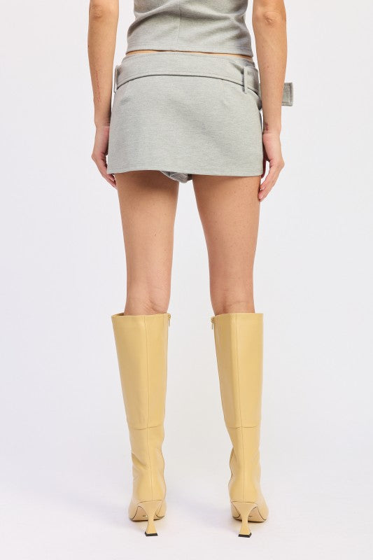 Mini Low Rise Belted Skirt