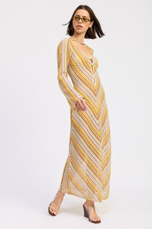 Maxi Long Sleeve Crochet Dress