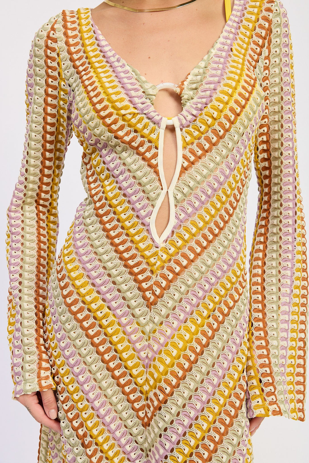 Maxi Long Sleeve Crochet Dress