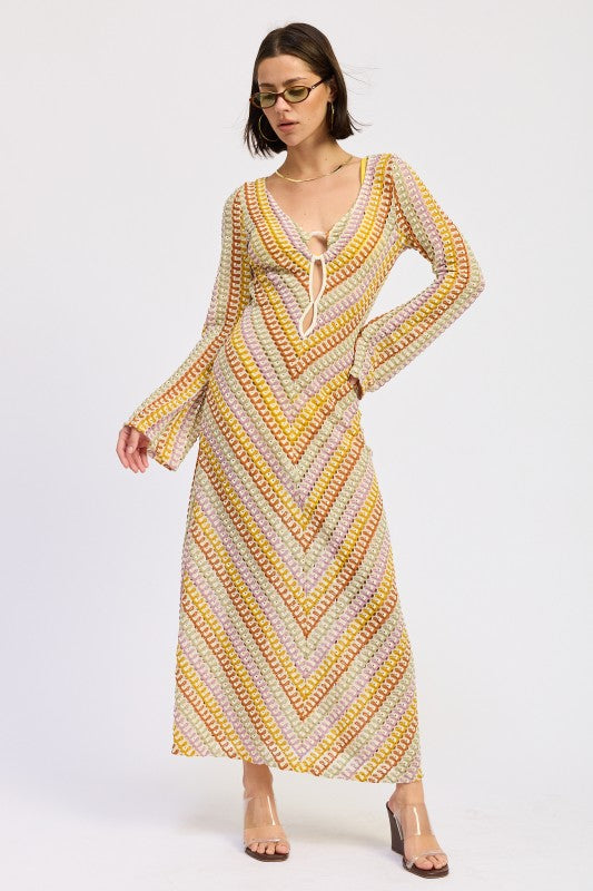 Maxi Long Sleeve Crochet Dress