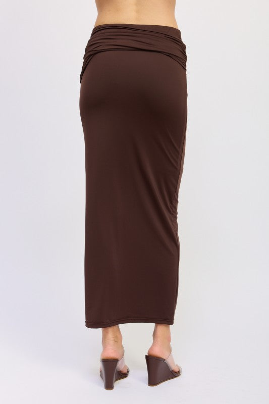 Maxi Ruched Knitskirt With Gold Trim