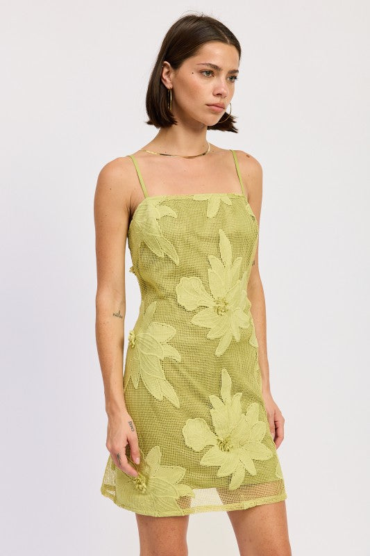 Mini Floral Applique Dress