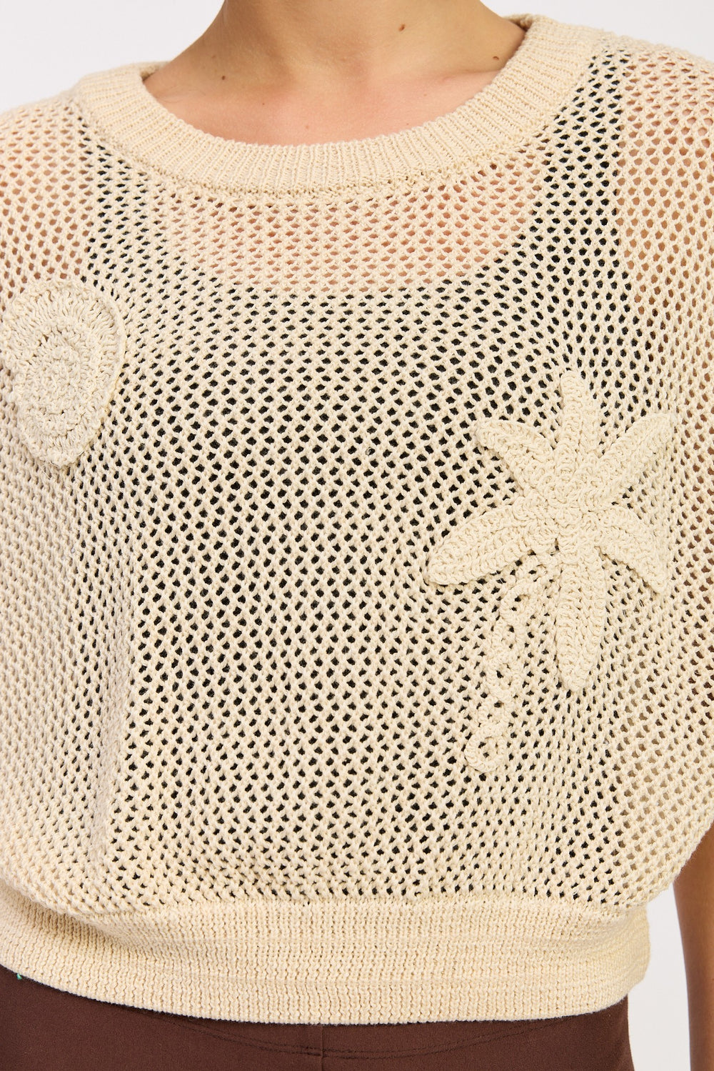 Blue Sleeveless Crochet Patched Top