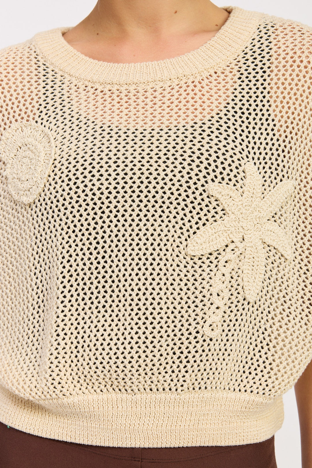 Blue Sleeveless Crochet Patched Top