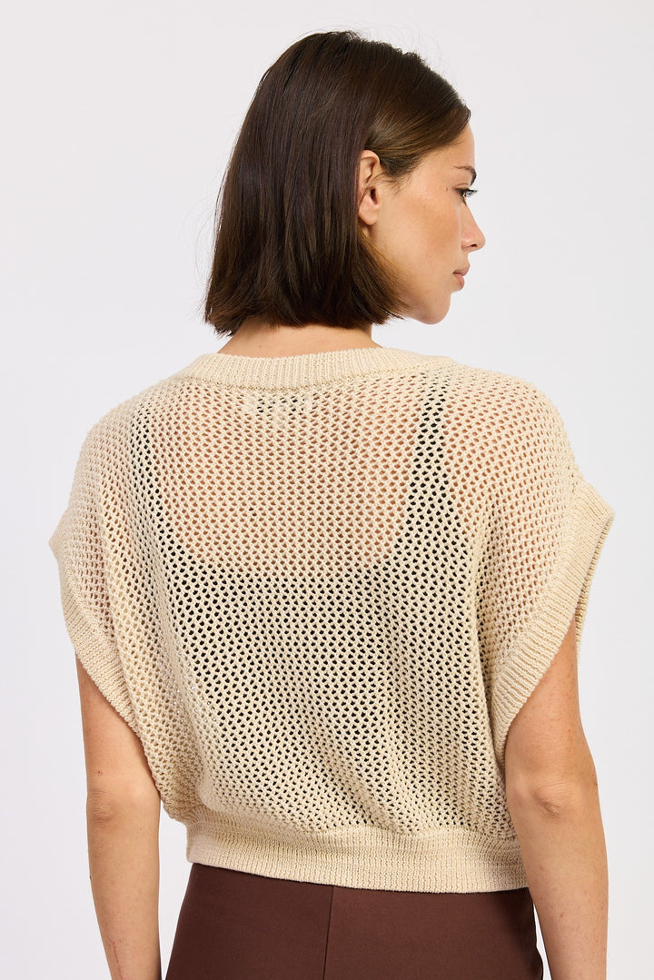 Sleeveless Crochet Patched Top