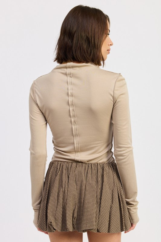 Mock Neck Long Sleeve Jersey Top