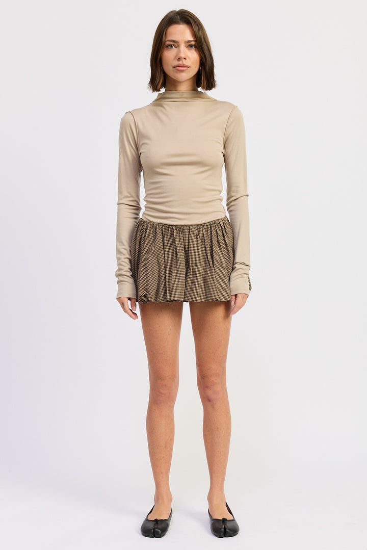 Mock Neck Long Sleeve Jersey Top