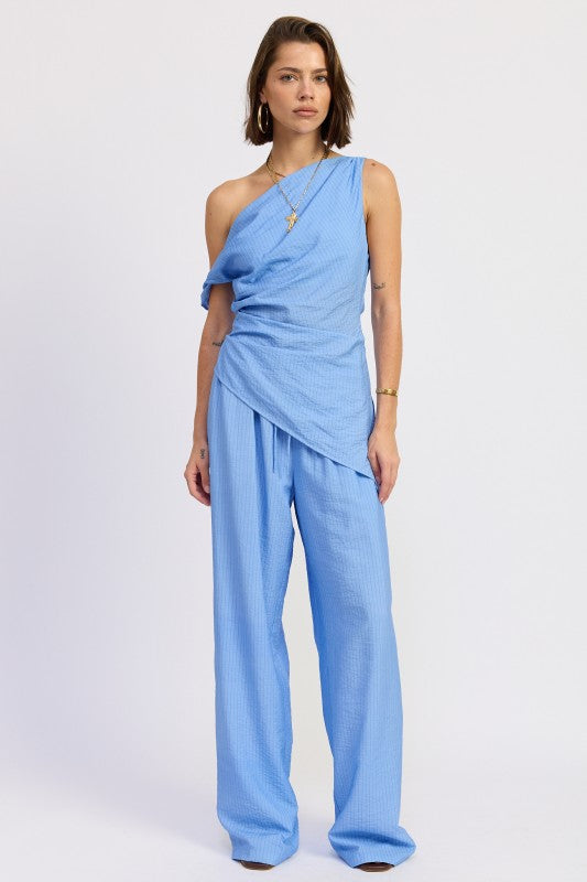 Striped Loose Pants With Waist Drawstring