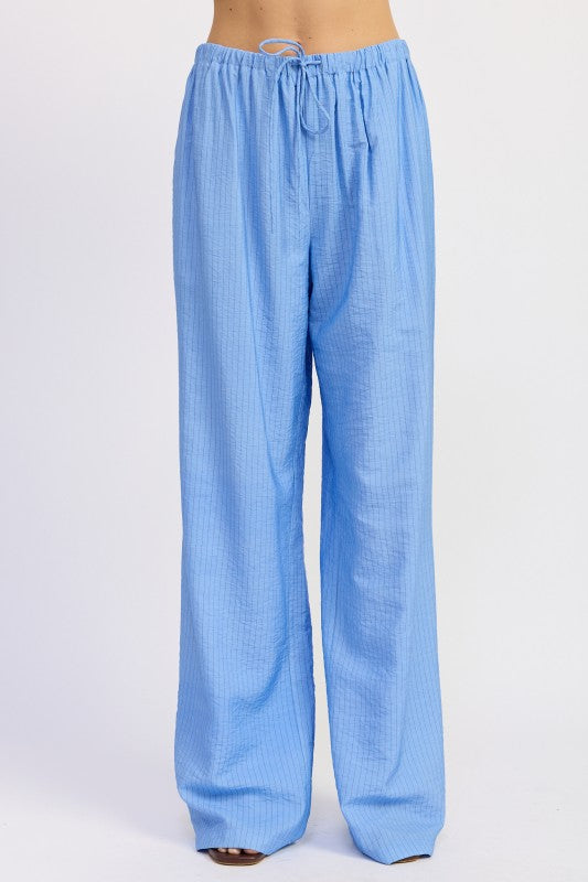 Striped Loose Pants With Waist Drawstring