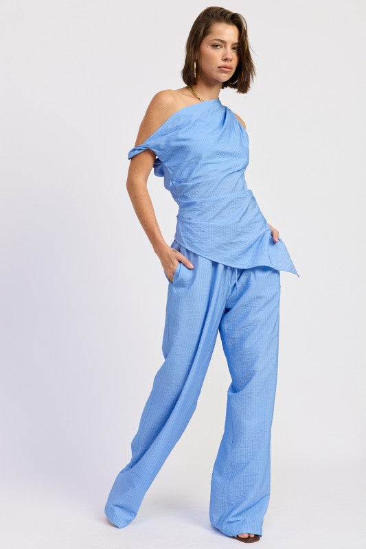 Striped Loose Pants With Waist Drawstring