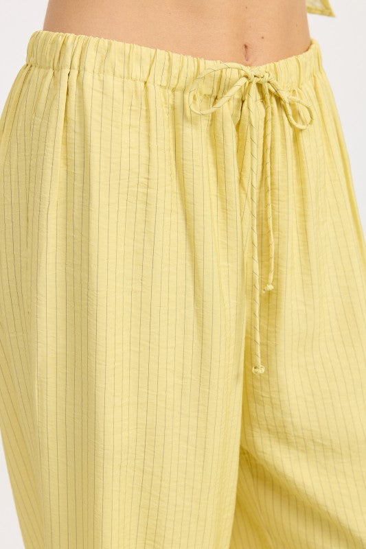 Striped Loose Pants With Waist Drawstring