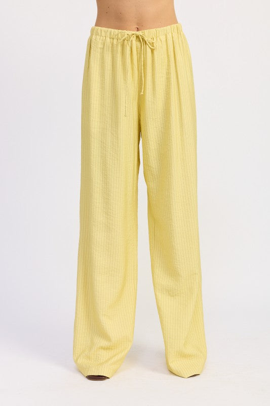 Striped Loose Pants With Waist Drawstring