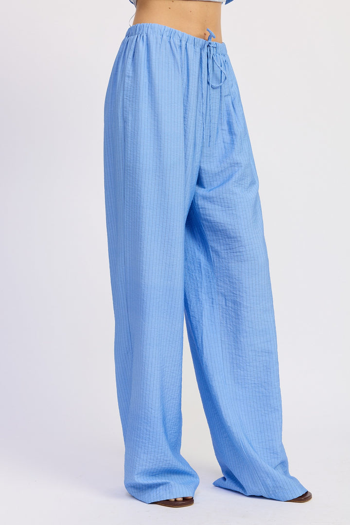 Striped Loose Pants With Waist Drawstring