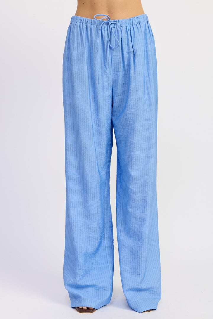 Striped Loose Pants With Waist Drawstring