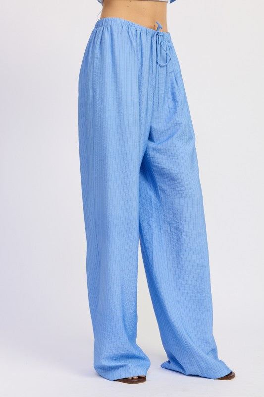 Striped Loose Pants With Waist Drawstring