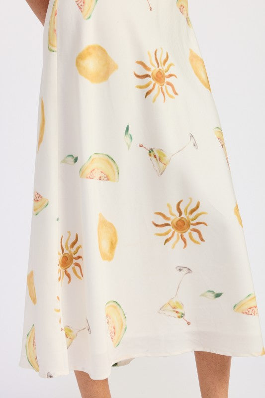 V Neck Midi Dress With Shoulder Bow Tie