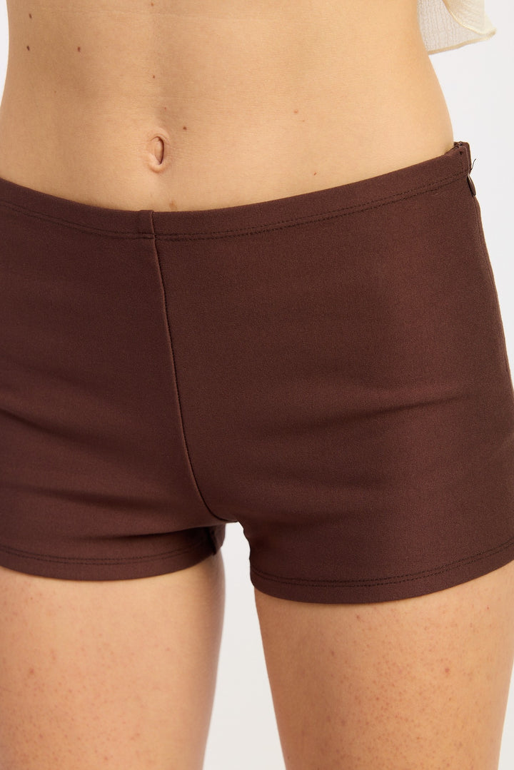 Brown Biker Mini Shorts