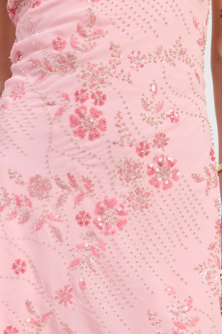 Spaghetti Strap Mini Dress With Rhinestones Detail