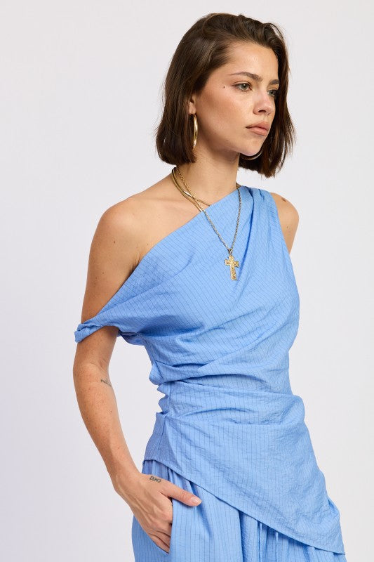 Blue Black Stripe Elsie Asymmetrical Top