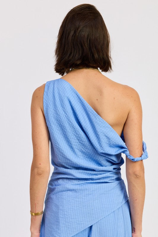 Blue Black Stripe Elsie Asymmetrical Top