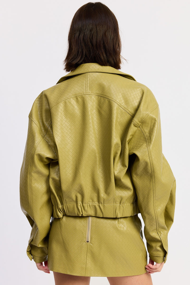 Cropped Jacket With Collar And Zipper