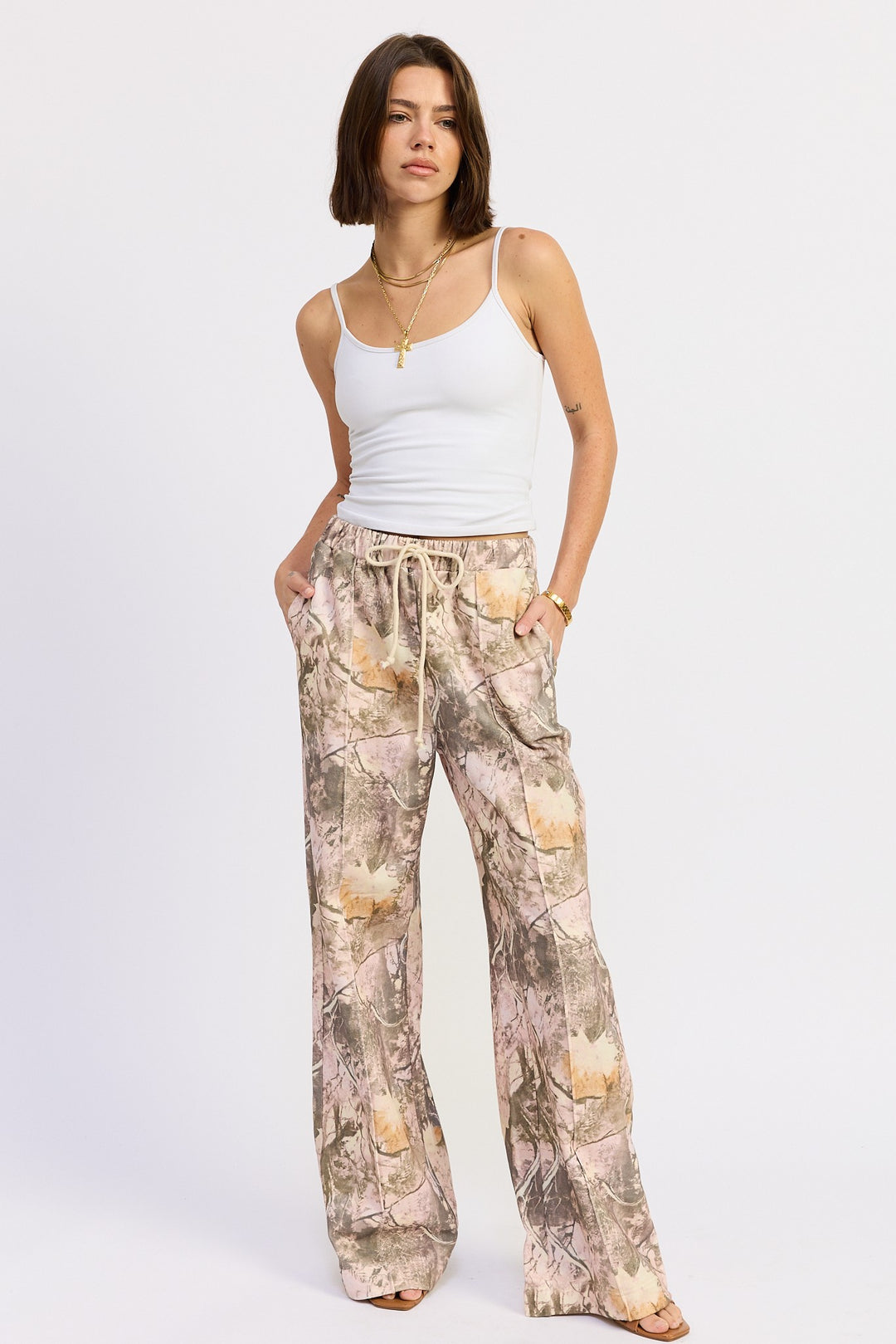 Olive Pink Blush Woodland Camo Sweatpants
