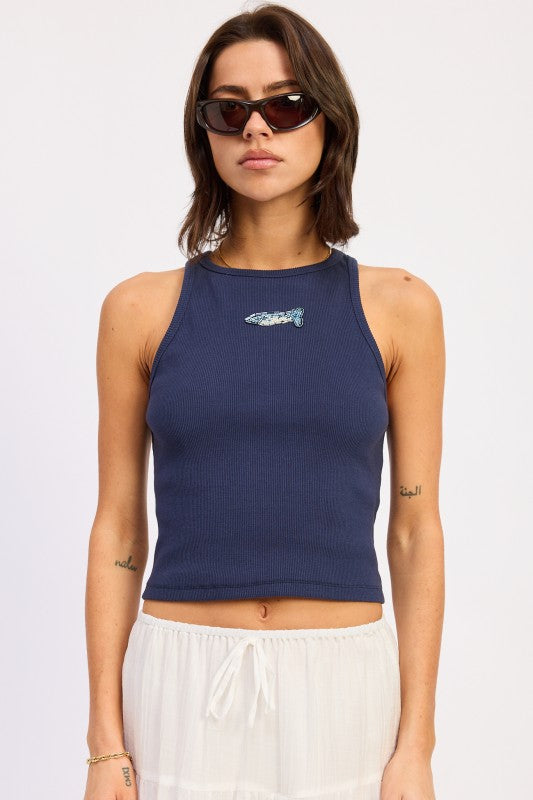 Racer Back Tank Top Wtih Beading