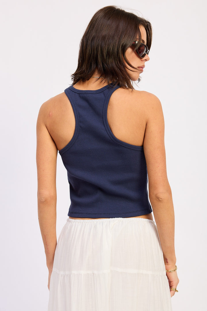 Racer Back Tank Top Wtih Beading