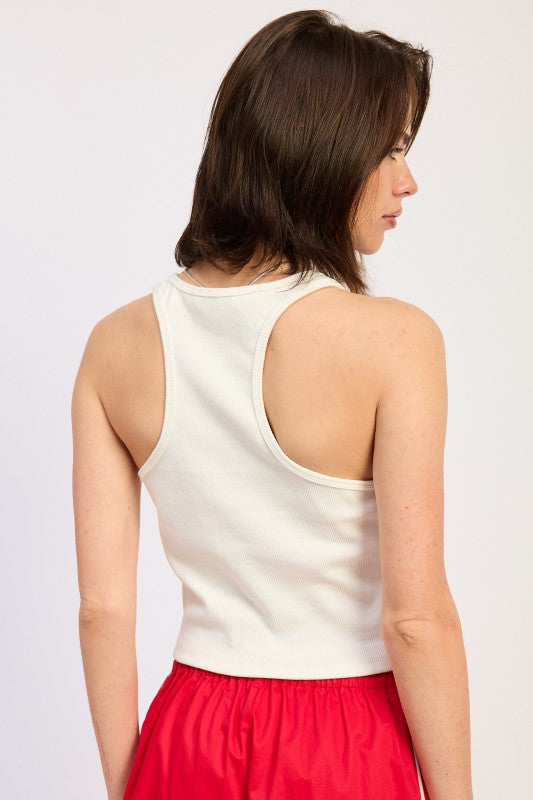 Racer Back Tank Top Wtih Beading