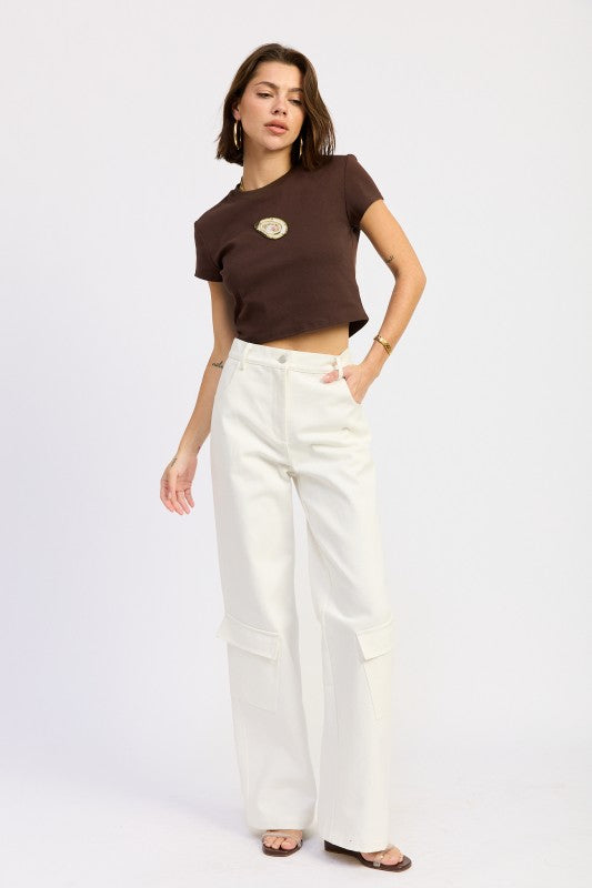 Oyster Embroidered Baby Tee