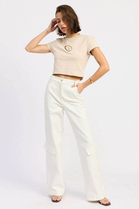 Oyster Embroidered Baby Tee