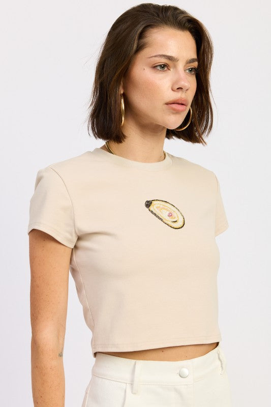 Oyster Embroidered Baby Tee