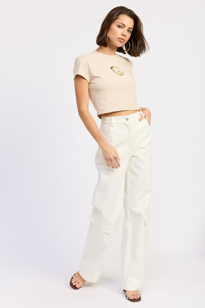 Oyster Embroidered Baby Tee