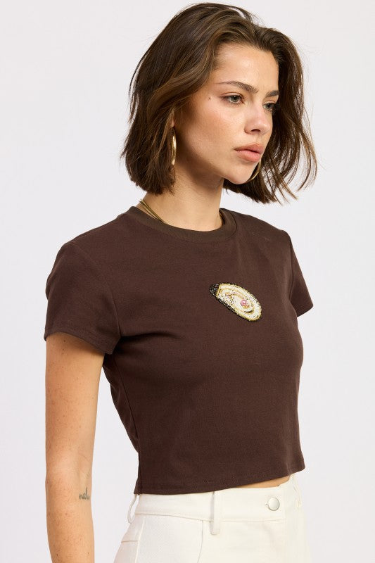 Oyster Embroidered Baby Tee