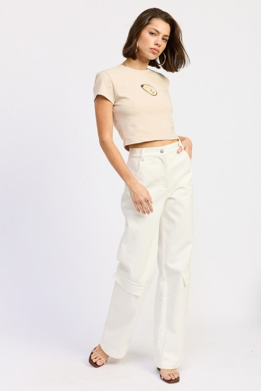 Oyster Embroidered Baby Tee