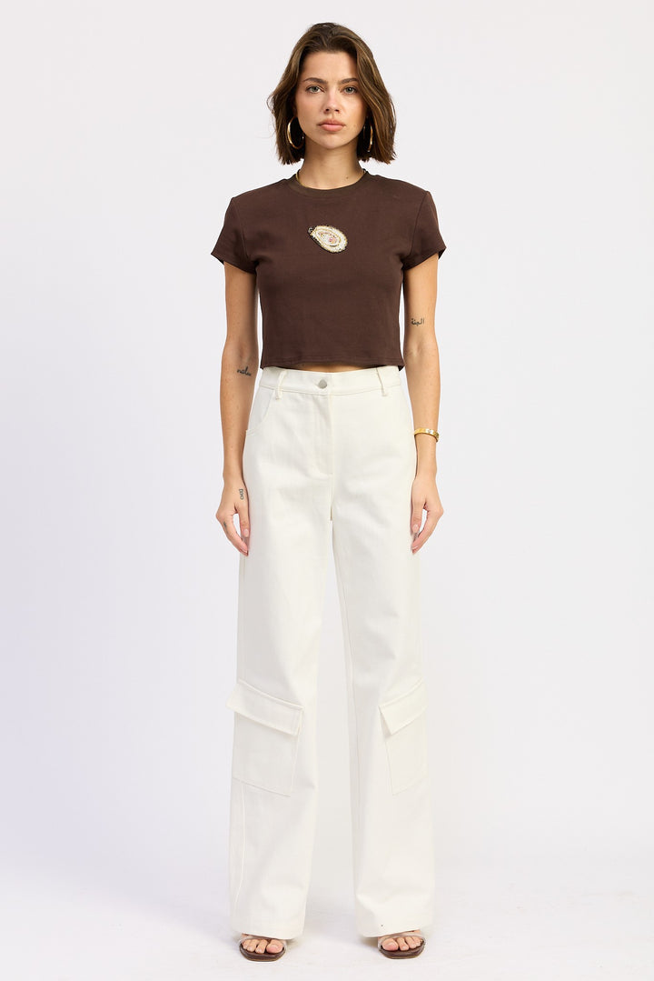 Oyster Embroidered Baby Tee