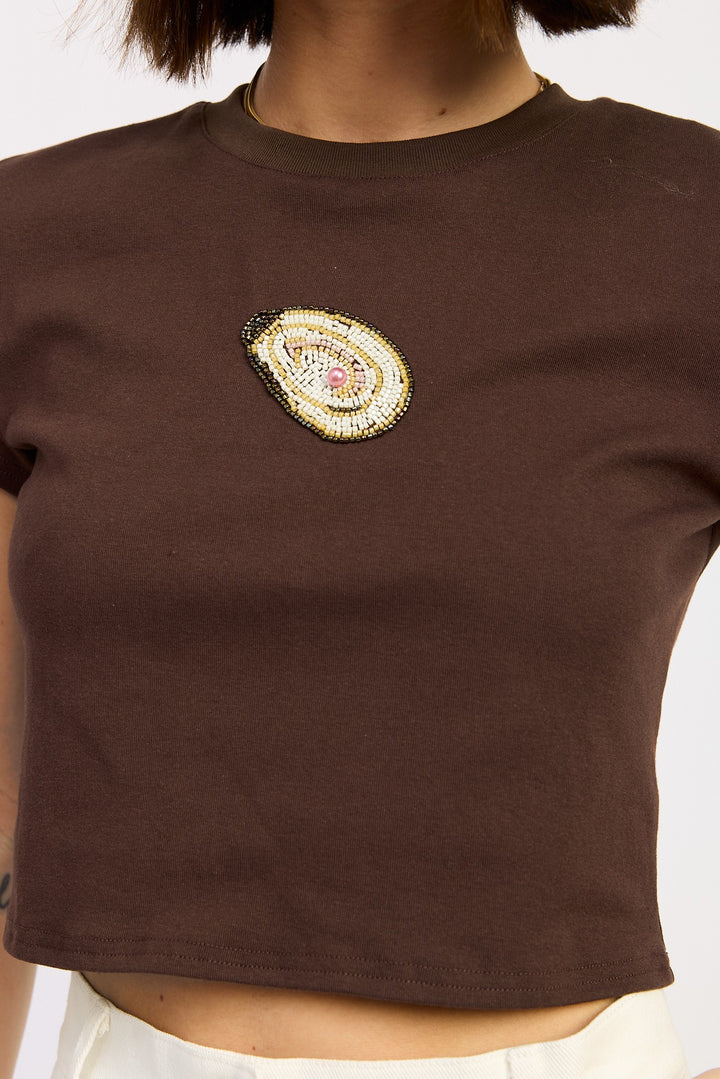 Oyster Embroidered Baby Tee