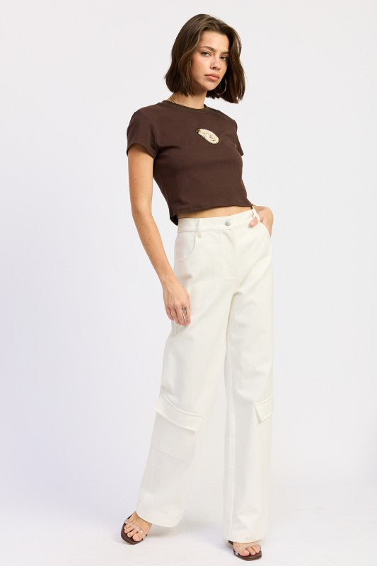 Oyster Embroidered Baby Tee