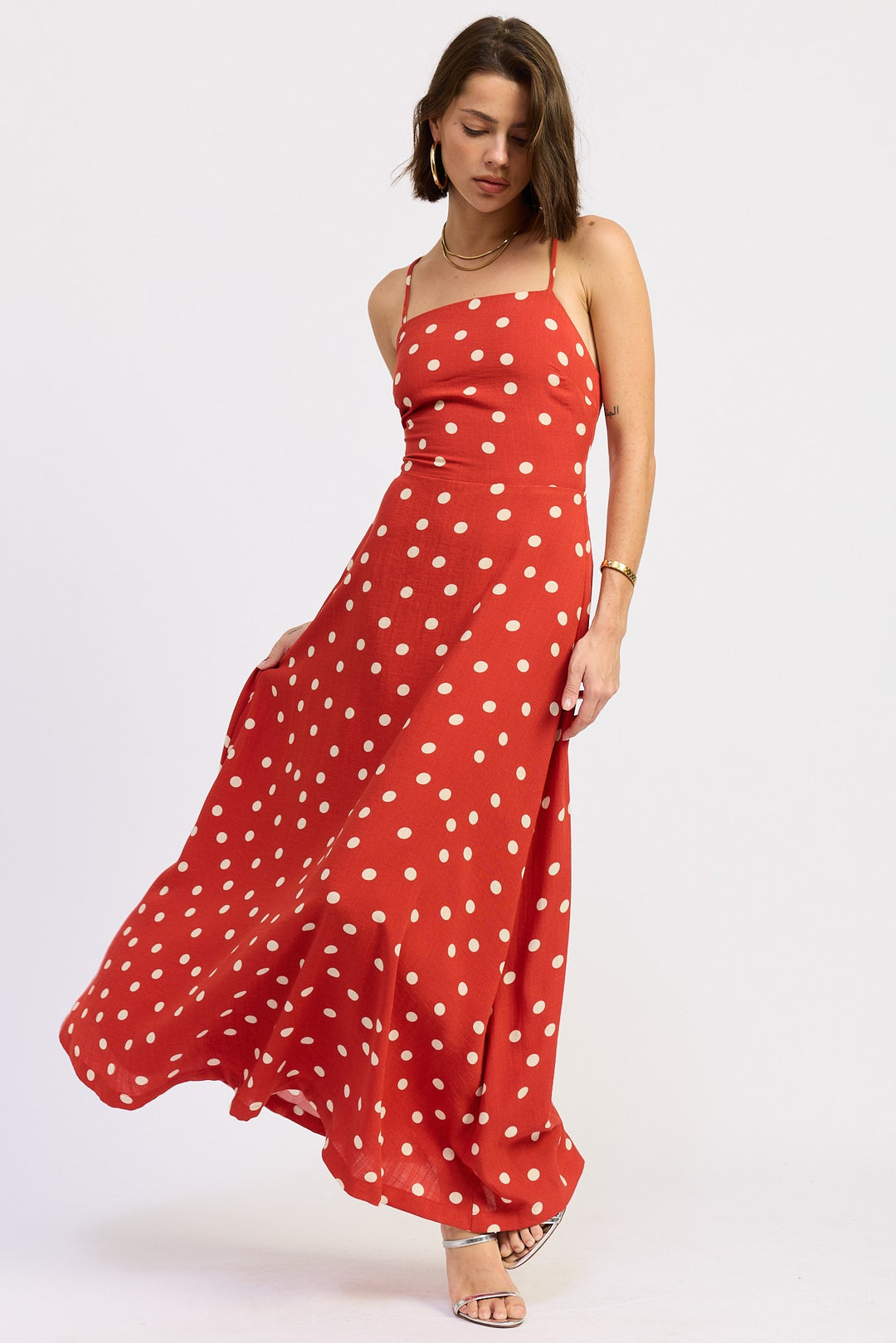Squared Neck Open Back Maxi Dress