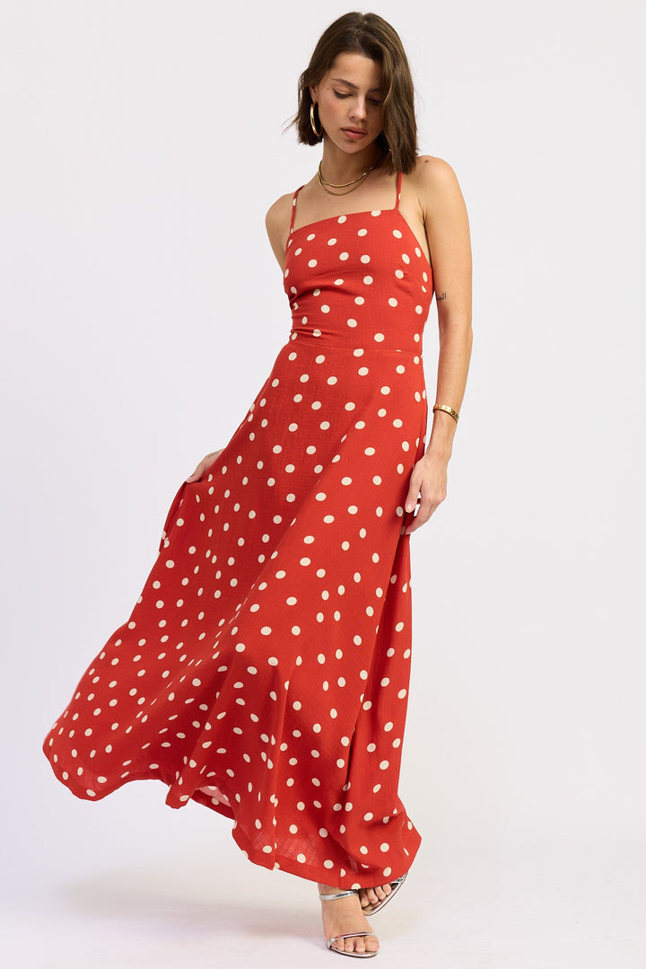Squared Neck Open Back Maxi Dress