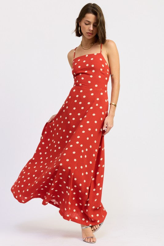 Squared Neck Open Back Maxi Dress